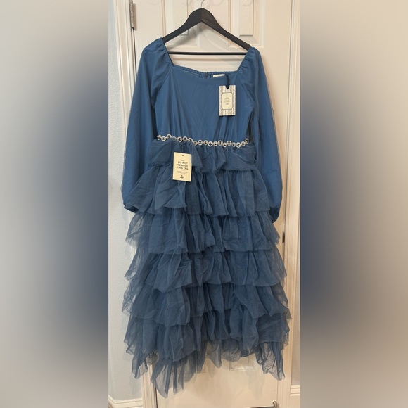 JessaKae Dresses & Skirts - JessaKae Blue Dress with Ruffle Layers